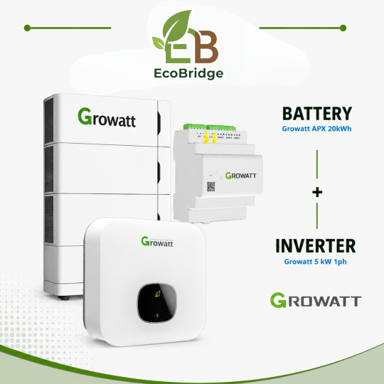 Growatt 20 kWh Battery + 5 kW Single-Phase Hybrid Inverter