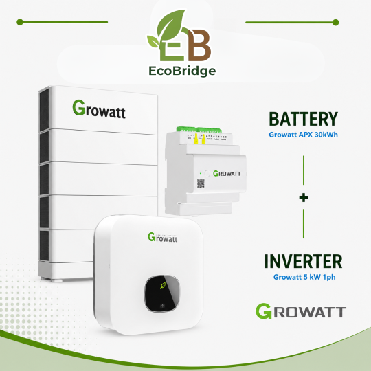 Growatt 30 kWh Battery + 5 kW Single-Phase Hybrid Inverter