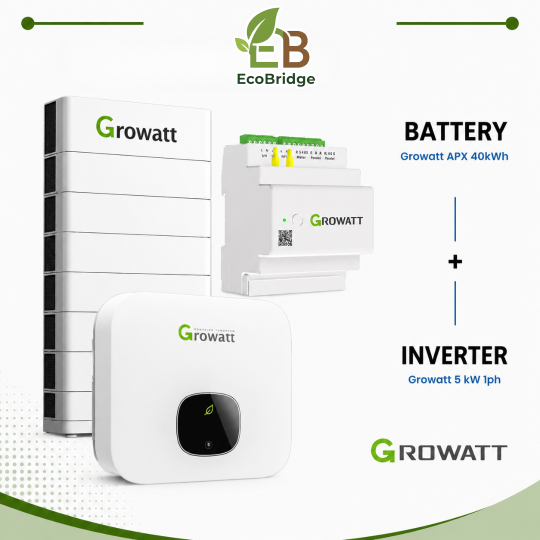 Growatt 40 kWh Battery + 5 kW Single-Phase Hybrid Inverter