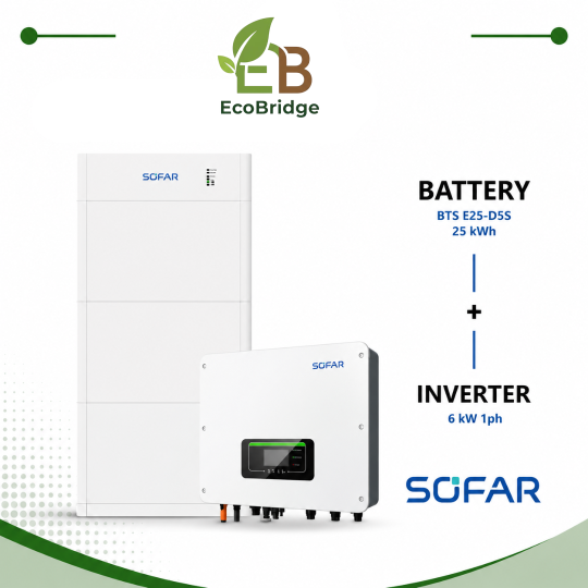 Sofar 25 kWh Battery + 6 kW Single-Phase Hybrid Inverter