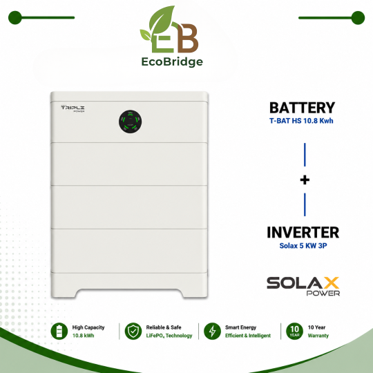 Solax 10.8 kWh Battery + Solax 5 kW Three-Phase Hybrid Inverter (10 kW PV Max)